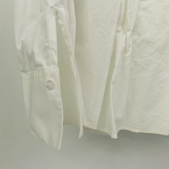 Foxcroft Shaped Stretch Ruched Button Front Collared Boho Style Blouse Size 8 - Picture 4 of 10